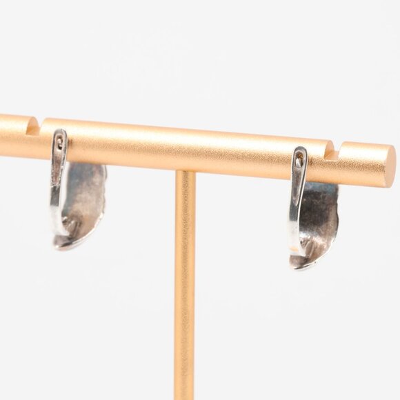 Vintage Sterling Silver Design Latch Back Earrings - Picture 3 of 5